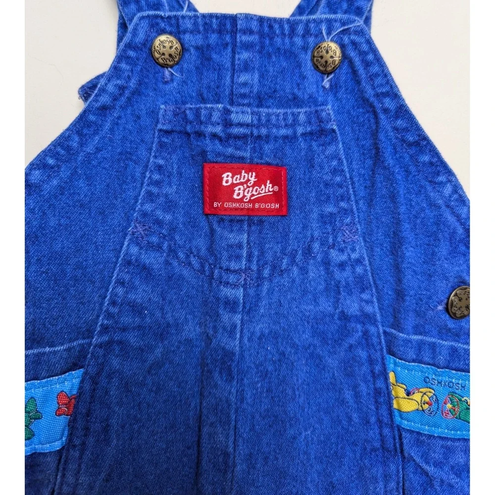 Vintage Oshkosh Bgosh Overalls Denim Osh Kosh Airplane Bubble 80s Size 12 Months